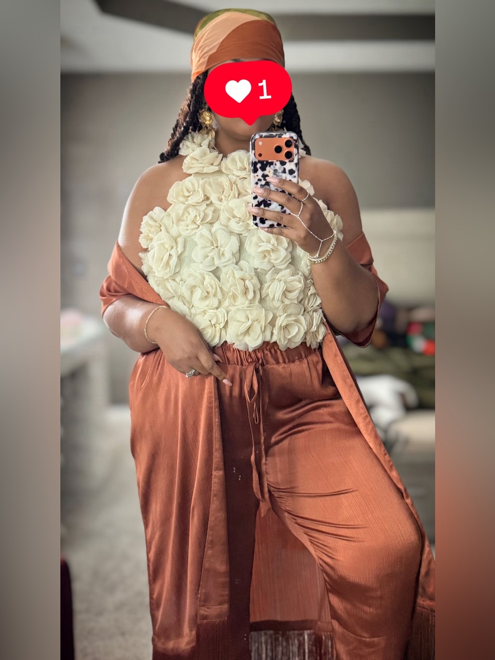 Eloquii Rust Orange Fringe Duster - Picture 2 of 3